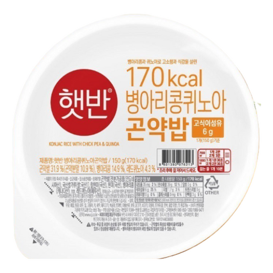 [햇반]  병아리콩퀴노아 곤약밥, 150g, 3개