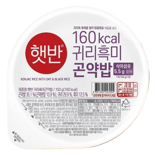 [햇반] 귀리흑미곤약밥 150g,3개