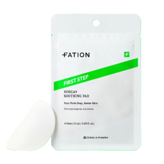 FATION FIRST STEP NOSCA9 Soothing Pad – calming facial pad designed to soothe and refresh sensitive skin.