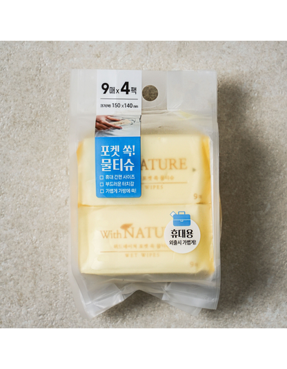 미니 포켓 물티슈 9매입 4개 1062342